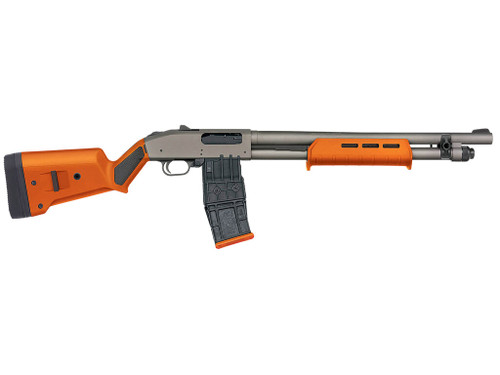 Mossberg 50222 590M 12 Gauge 10+1 18.50" Tungsten Gray Cerakote Barrel & Steel Drilled & Tapped Receiver, Magpul SGA Safety Orange Synthetic Stock