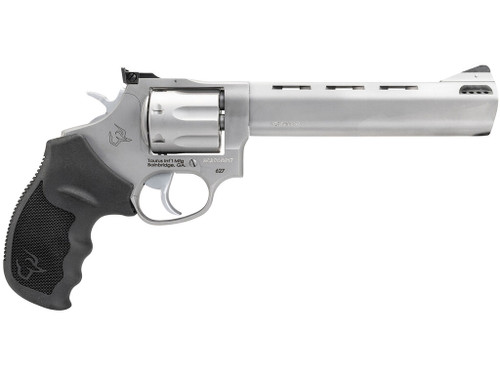 Taurus 2-627069 Tracker 627 Medium 357 Mag 38 Special +P 7 Shot 6.50" Matte Stainless Steel Ported Barrel, Cylinder & Frame, Black Ribber Grip, Transfer Bar Safety, Exposed Hammer