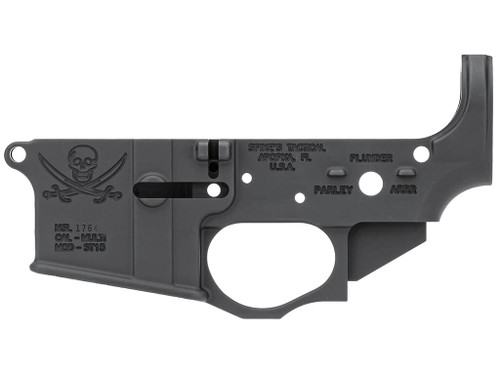 Spikes STLS016 Calico Jack Stripped Lower Receiver Multi-Caliber 7075-T6 Aluminum Black Anodized for AR-15
