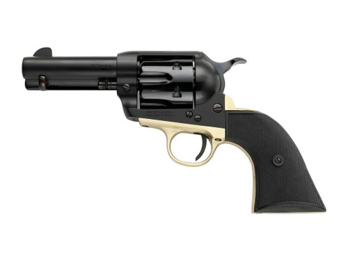 Pietta PFI38ALLOYBR312CB 38 Super 6 Shot 10rd Shot 3.50" Matte Black Alloy Steel Frame w/Brass Backstrap & Trigger Guard, Black Checkered Grip