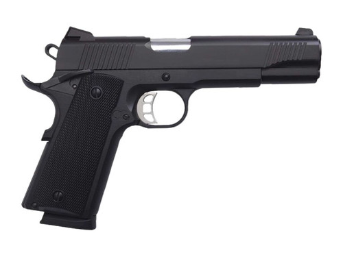 Tisas Arms 10100528 1911 Duty 45 ACP 8+1 5" Stainless Barrel, Black Cerakote Carbon Steel Serrated Slide & Frame w/Beavertail, Black Rubber Grip