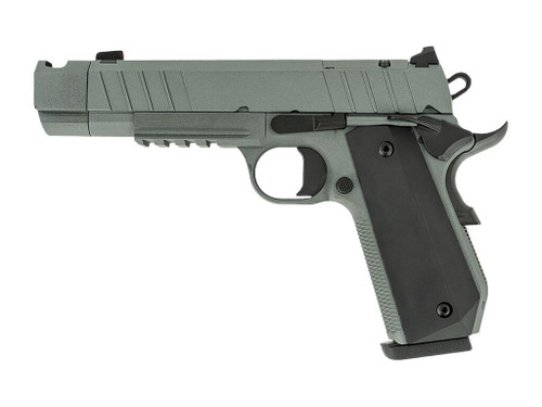 Tisas Arms 10100135 1911 Night Stalker Carry 45 ACP 8+1 4.25" Black Bull Barrel, Gray Cerakote Carbon Steel Serrated Slide, Gray Cerakote Carbon Steel Frame w/Beavertail & Picatinny Rail, Black Rubber