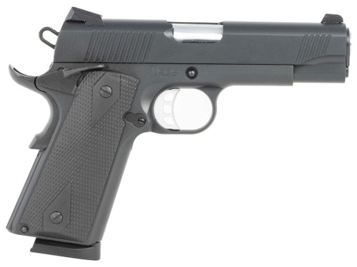 Tisas Arms 10100121 1911 Carry 9mm Luger 9+1 4.25" Black Cerakote Carbon Steel Serrated Slide & Frame w/Beavertail, Black Rubber Grip