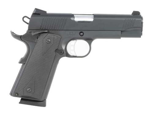 Tisas Arms 10100119 1911 Carry 45 ACP 8+1 4.25" Black Cerakote Carbon Steel Serrated Slide & Frame w/Beavertail, Black Rubber Grip