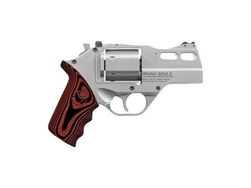Chiappa Firearms 340353 Rhino 30DSX 357 Mag 6 Shot 3" Stainless Steel Barrel & Cylinder, Stainless Alloy Frame, Black/Red G10 Grip