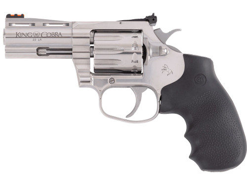 Colt Mfg KCOBRA22SP3RFO King Cobra 22 LR 10 Shot 3" Stainless Vent Rib Barrel, Stainless Cylinder & Frame, Black Rubber Grip