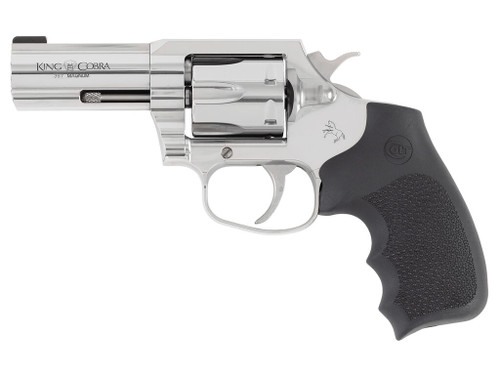 Colt Mfg KCOBRASB3RBB King Cobra 357 Mag 6rd Shot 3" Stainless Steel Barrel, Cylinder & Frame, Black Hogue Overmolded Grip, Exposed Hammer