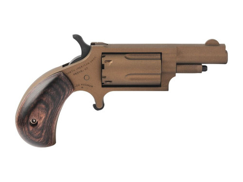 North American Arms 22MBB Bootlegger 22 Mag 5 Shot 1.63" Burnt Bronze Narrel, Cylinder & Steel Frame, Dark Walnut Birds Head Grip, Exposed Hammer