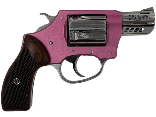 Charter Arms 53805 Coyote 380 ACP 5 Shot 2" High Polished Ported Barrel, High Polished Cylinder, Pink Aluminum Frame, Rosewood Checkered Grip, Exposed Hammer