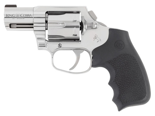 Colt Mfg KCOBRASB2RBB King Cobra 357 Mag 6rd Shot 2" Stainless Steel Barrel, Cylinder & Frame, Black Hogue Overmolded Grip, Exposed Hammer, DAO