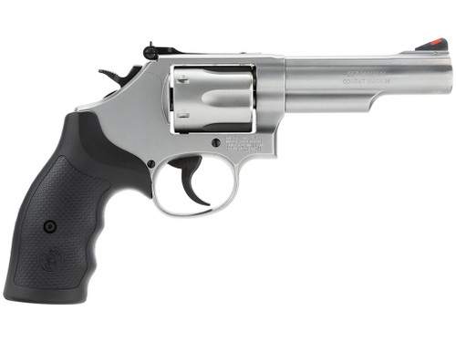 Smith & Wesson 162662 Model 66 357 Mag or 38 S&W Spl +P Stainless Steel 4.25" Barrel, 6 Shot Matte Stainless Steel K-Frame, Red Ramp Front/White Outline Rear Sights, Internal Lock