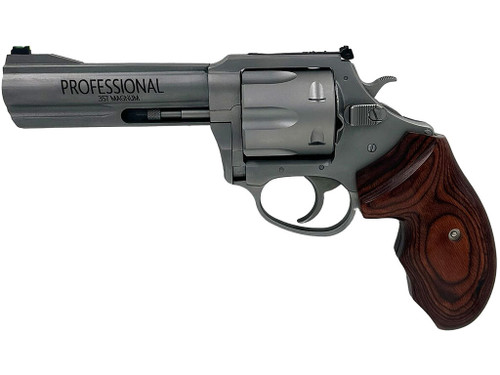 Charter Arms 73546 Professional VI Extra Large, 357 Mag 6 Shot 4.20" Matte Stainless Steel Barrel, Cylinder & Frame w/Wood Grip, Exposed Hammer