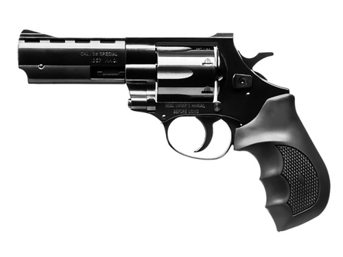 Weihrauch Guns 770123 Windicator 38 Special 6rd 4" Blued Steel Barrel & Cylinder, Compact Blued Steel Frame w/Exposed Hammer, Ramp Front/Fixed Rear Sights, Finger Grooved Black Rubber Grip