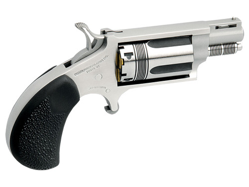 North American Arms 22MSTW Wasp Snub Nose 22 WMR 5 Shot 1.13" Stainless Steel Vent Rib Barrel, Stainless Steel Frame & Cylinder, Black Pebbled Rubber Grip, Exposed Hammer