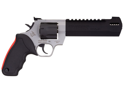 Taurus 2454065RH Raging Hunter 454 Casull 5rd 6.75" Matte Black Oxide Cylinder & Barrel Matte Stainless Steel Frame Black Rubber with Integrated Red Cushion Insert Grip