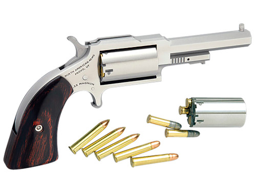 North American Arms 1860250C 1860 Sheriff 22 LR/22 WMR 5 Shot 2.50" Stainless Steel Barrel, Frame & Cylinder, Rosewood Boot Grip, Exposed Hammer