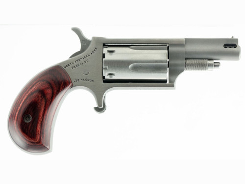 North American Arms 22MCP Mini-Revolver 22 LR/22 WMR 5 Shot 1.63" Stainless Steel Ported Barrel & Frame, Stainless Cylinder, Rosewood Birdshead Grip, Exposed Hammer, Includes 22 LR Cylinder
