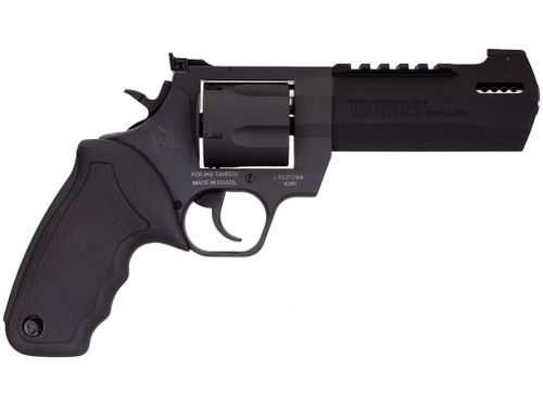 Taurus 2-440051RH Raging Hunter 44 Rem Mag Caliber with 5.12" Picatinny Rail/Ported Barrel, 6rd Capacity Matte Black Oxide Finish Cylinder, Matte Black Oxide Finish Steel Frame & Black Rubber Grip