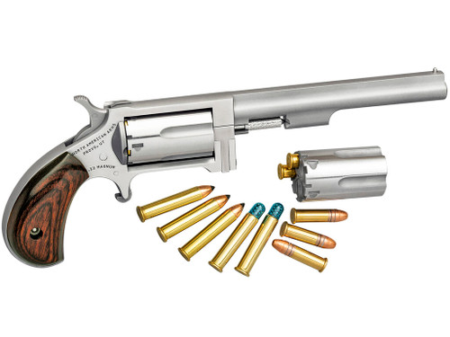 North American Arms SWC4 Sidewinder *CA Compliant 22 LR/22 WMR 5 Shot 4" Stainless Steel Barrel, Stainless Steel Frame, Stainless Cylinder, Rosewood Birdshead Grip, Exposed Hammer