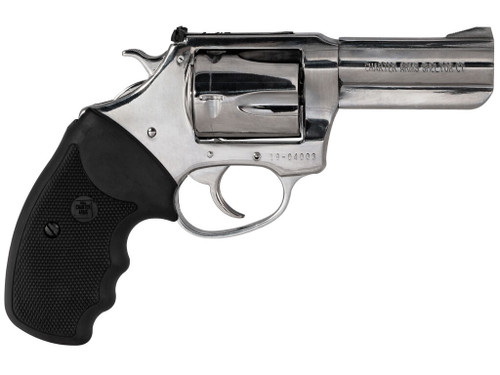 Charter Arms 73539 Mag Pug Large 357 Mag, 5 Shot 3" High Polished Stainless Steel Barrel, Cylinder & Frame w/Black Finger Grooved Rubber Grip