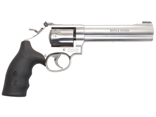 Smith & Wesson 12460 Model 648 K-Frame Frame 22 WMR 8 Shot 6" Stainless Steel Barrel, Cylinder & Frame, Black Finger Grooved Grip, Internal Lock Safety, Exposed Hammer