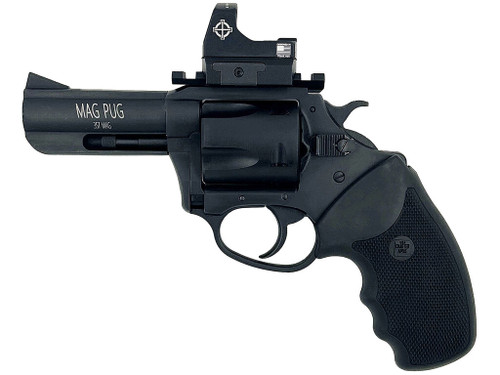 Charter Arms 13535 Mag Pug Large 357 Mag 5 Shot, 3" Black Passivate Steel Barrel & Cylinder, Black Passivate Steel w/Picatinny Rail Frame. Black Combat Rubber Grip, Includes Micro Optic