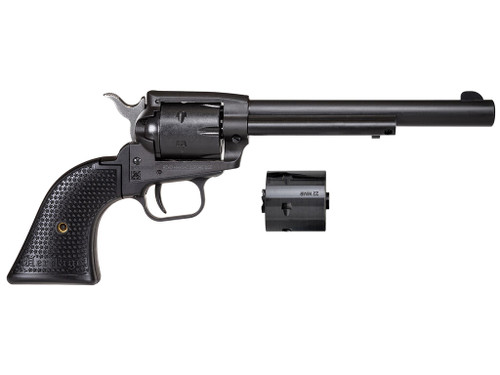 Heritage Mfg SRR22MBS6PG Rough Rider 22 LR/22 WMR 6 Shot/ 6.50" Black Satin Steel Barrel, Frame & Cylinder, Black Polymer Grip, Hammer/Thumb Safety, Exposed Hammer