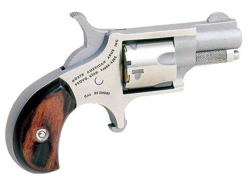 North American Arms 22S Mini-Revolver 22 Short 5rd 1.13" Barrel, Overall Stainless Steel Finish, Rosewood Birdshead Grip