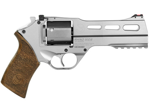 Chiappa Firearms CF340247 Rhino 50SAR *CA Compliant 357 Mag 6 Shot 5" Nickel-Plated Steel Barrel & Cylinder, Nickel-Plated Aluminum Frame & Barrel Shroud, Picatinny Rail, Walnut Grip
