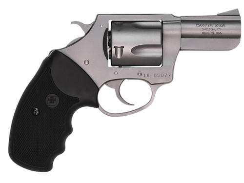 Charter Arms 74420 Bulldog Large 44 Special, 5 Shot 2.50" High Polished Stainless Steel Barrel, Cylinder & Frame w/Black Finger Grooved Rubber Grip
