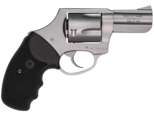 Charter Arms 74421 Bulldog Large 44 Special, 5 Shot 2.50" Matte Stainless Steel Barrel, Cylinder & Frame w/Black Finger Grooved Rubber Grip