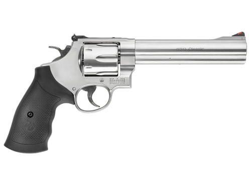 Smith & Wesson 163638 Model 629 Classic 44 Rem Mag or 44 S&W Spl Stainless Steel 6.50" Barrel & 6rd Cylinder, Satin Stainless Steel N-Frame, Red Ramp Front/White Outline Rear Sights