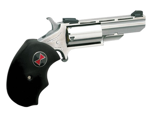 North American Arms BWM Black Widow 22 WMR 5 Shot 2" Stainless Steel Vent Rib Barrel, Stainless Steel Frame, Stainless Cylinder, Black Finger Grooved Rubber Grip, Exposed Hammer