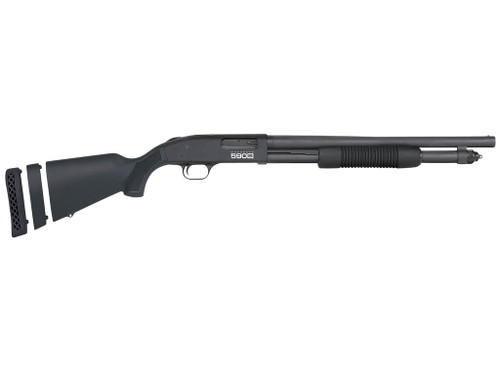 Mossberg 51607 590S Compact 12 Gauge Pump 3" 5+1 18.50" Matte Blued Stainless Steel Barrel, Black Drilled & Tapped Receiver, Adj LOP Black Synthetic Stock