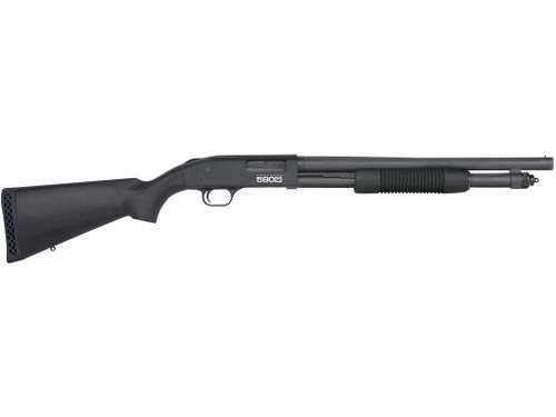 Mossberg 51605 590S 12 Gauge Pump 3" 9+1 18.50" Matte Blued Steel Barrel, Matte Blued Optic Ready Receiver, Fixed Black Synthetic Stock, Right Hand