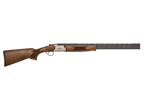 Mossberg 75477 Silver Reserve Bantam Youth 20 Gauge Break Open 3" 2rd 26" Matte Blued Over/Under Vent Rib Barrel, Satin Silver Stainless Steel Engraved Receiver, Fixed Black Walnut Stock, Right Hand