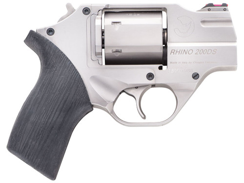 Chiappa Firearms CF340218 Rhino 200DS Small Frame 357 Mag 6 Shot 2" Nickel-Plated Steel Barrel & Cylinder, Nickel-Plated Aluminum Frame, Black Rubber Grip, Concealed Hammer