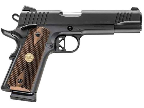 Chiappa Firearms 440211 1911 Superior Full Size 45 ACP 8+1 5" Stainless Steel Barrel, Black Steel Optic Ready/Serrated Slide & Frame w/Beavertail, Walnut Diamond Checkered Grip, RMR/RMSc Footprint