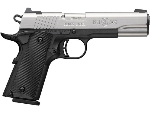 Browning 051118492 1911 Black Label Full Size 380 ACP 8+1 4.25" Stainless Steel Barrel, Satin Stainless Steel Serrated Slide, Matte Black Polymer Frame, Black Polymer Grip