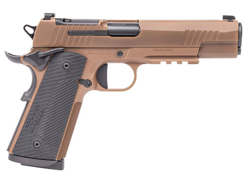 Sig Sauer 1911XR45CXR3 1911-X Full Size Frame 45 ACP 8+1 5" Black DLC Carbon Steel Barrel, Coyote PVD Optic Cut/Serrated Stainless Steel Slide & Frame w/Beavertail & Picatinny Rail, Black G10 Grip