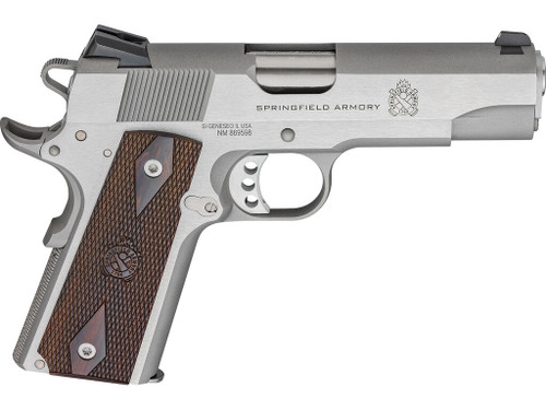 Springfield Armory PX9418S 1911 Garrison 45 ACP 7+1 4.25" Stainless Match Grade Barrel, Serrated Stainless Steel Slide & Frame w/Beavertail, Thinline Wood Grip