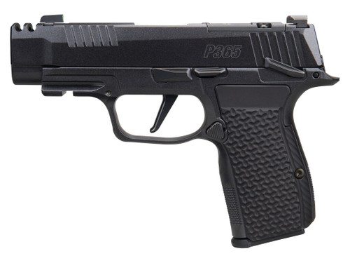 Sig Sauer 365AXG380COMPLUXEMSCA P365 AXG LUXE Micro-Compact 380 ACP 10+1 3.10" Black Pearlescent Cerakote Stainless Steel Integrated Compensator/Optic Ready/Serrated Slide & Frame w/Picatinny Rail, Bl