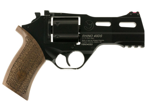 Chiappa Firearms 340165 Rhino 40DS Medium Frame 9mm Luger 6 Shot 4" Black Anodized Steel Vent Rib Barrel, Blued Steel Cylinder, Black Anodized Aluminum Frame, Walnut Grip, Concealed Hammer