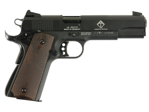 GSG GSG2210M1911 1911 22 LR 10+1 5" Threaded Barrel, Black Anodized Serrated Slide & Zinc Alloy w/Beavertail Frame, Double Diamond Walnut Grip