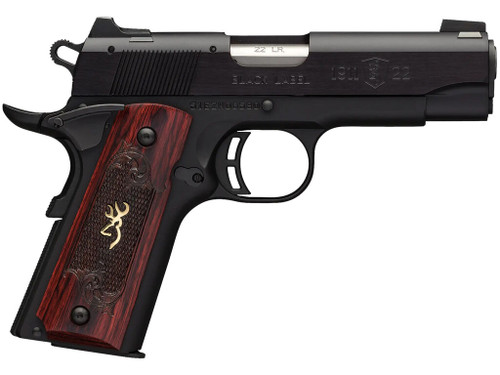 Browning 051852490 1911 Black Label Medallion Compact 22 LR 10+1, 3.63" Target Crown Barrel, Matte Black Serrated Slide & Aluminum Frame w/Beavertail