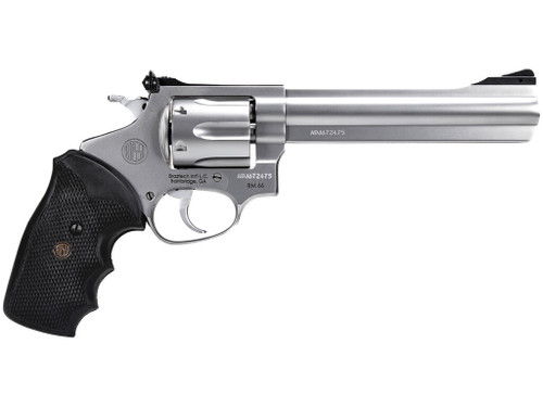 Rossi 2RM669 RM66 357 Mag 6 Shot 6" Satin Stainless Steel Barrel, Cylinder & Frame Black Checkered Rubber Grip