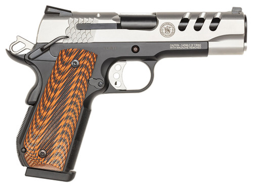 Smith & Wesson 170344 1911 Performance Center 45 ACP 4.25" Throated Barrel 8+1, Black Scandium Frame, Ported Matte Stainless Steel Slide, G10 Custom Wood Grip, Ambidextrous Safety