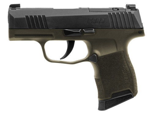 Sig Sauer 365-9-BXR3-FS P365 Fortunate Son 9mm Luger 10+1 3.10" Black DLC Barrel, Black Nitron Stainless Steel Optic Ready/Serrated Slide, OD Green Cerakote Stainless Steel Frame w/Accessory Rail, Pol