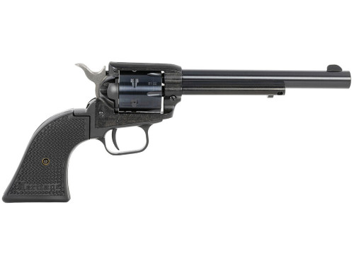 Heritage Mfg RR22B6PG Rough Rider 22 LR 6 Shot, 6.50" Black Steel Barrel, Black Zinc Alloy Frame, Black Cylinder, Black Polymer Grip, Hammer/Thumb Safety, Exposed Hammer