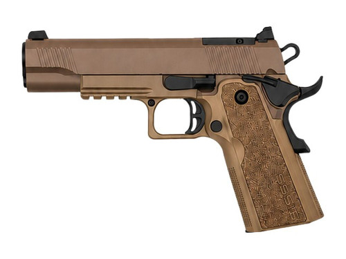 Tisas Arms 12500904 1911 Duty DS 9mm Luger 18+1 5" Black Barrel, Coyote Brown Cerakote Carbon Steel Optic Ready/Serrated Slide, Flat Dark Earth Carbon Steel Frame w/Beavertail & Picatinny Rail, RMSc F